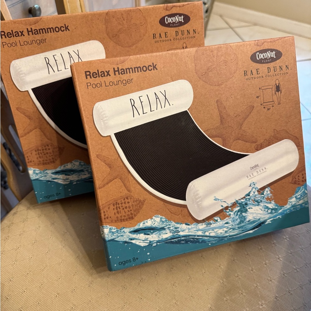 Rae Dunn  2 Relax Hammock Pool Lounger - Black and White